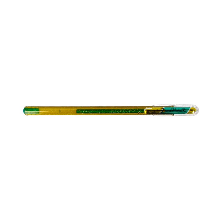 фото Гелевая ручка pentel hybrid dual metallic, 1 мм, желтый + зеленый металлик