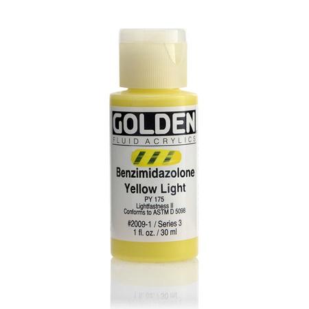 Краска акриловая Golden Fluid, банка 30 мл, № 2009 бензимидазол жёлтый светлый