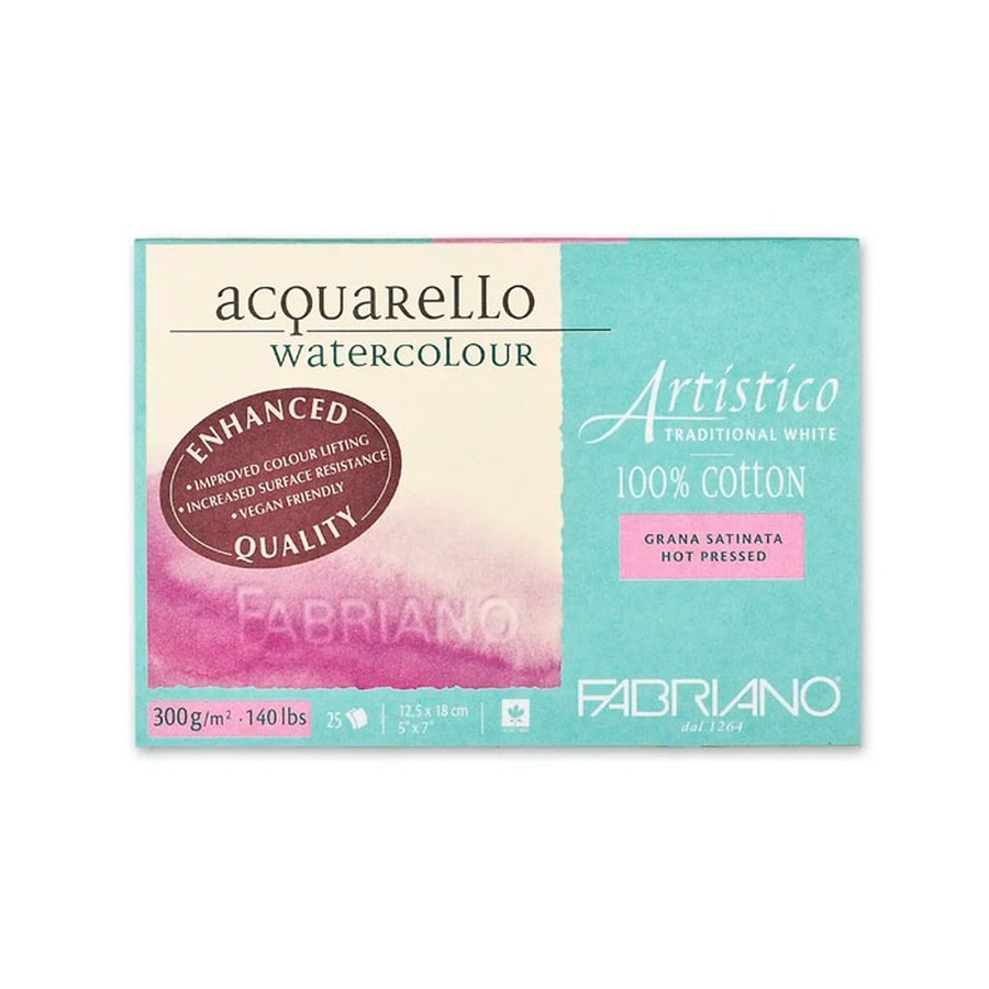картинка Блок для акварели fabriano artistico traditional white 300г/м2 12,5x18см, фин, 25 листов