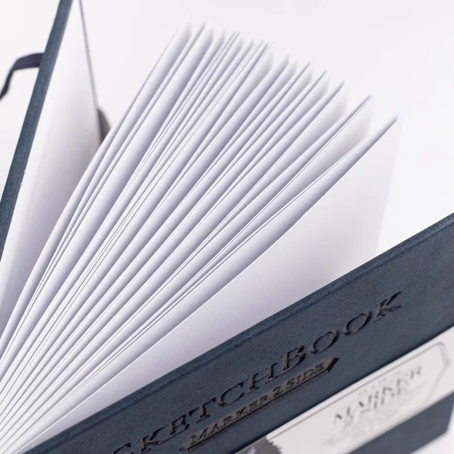 изображение Скетчбук для маркеров малевичъ, двусторонняя бумага 220 г/м, 15х15 см, 40 л, индиго