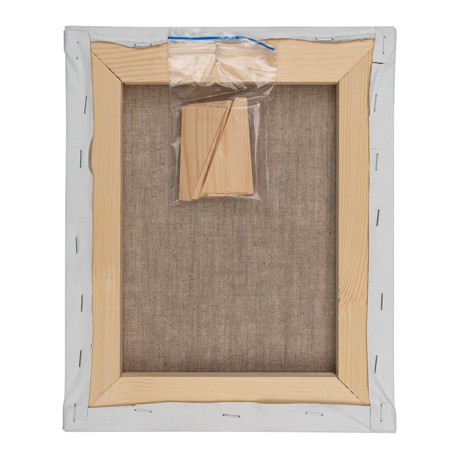 картинка Холст грунтованный  на подрамнике мастер-класс 100% лён, мелкое зерно, акриловый грунт, 24х30 см, 305 г/м2