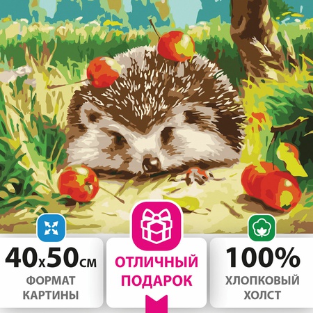 фотография Картина по номерам 40х50 см,"ежик", на подрамнике