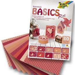 картинка Бумага для скрапбукинга красная 24х34 см 30 мотивов basics folia