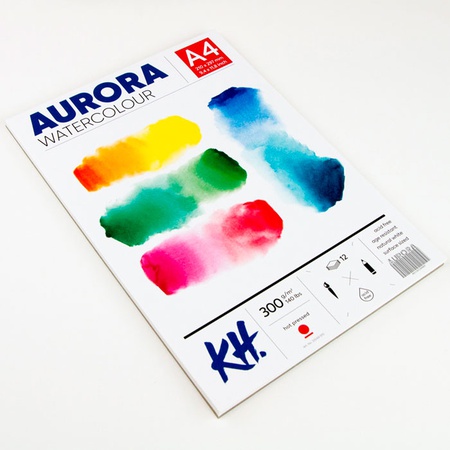 картинка Альбом-склейка для акварели aurora hot 300гр/м, целлюлоза 100%, а4, 12л