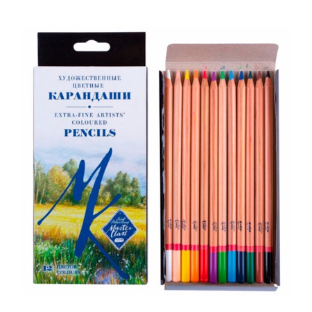 картинка Набор карандашей цветных мастер-класс 12 цветов, картонная коробка
