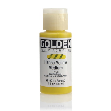 Краска акриловая Golden Fluid, банка 30 мл, № 2190 жёлтый средний