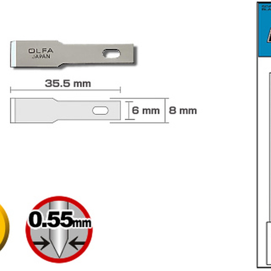 изображение Лезвие olfa лопаточные для ножа ak-4, 6(8)*35, 5*0, 55мм, 5шт
