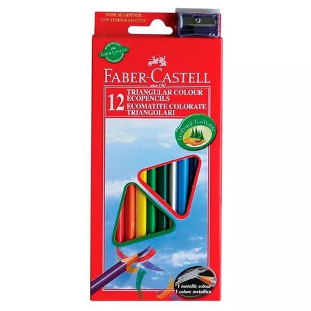 изображение Набор цветных карандашей для детей eco, трехгранные, 12 цветов в картонной коробке, faber castell