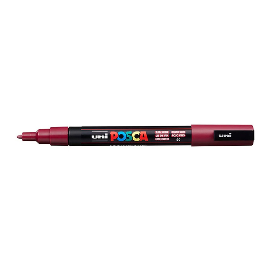 фотография Маркер posca pc-3m, красное вино, 0.9 - 1.3 мм, пулевидный наконечник