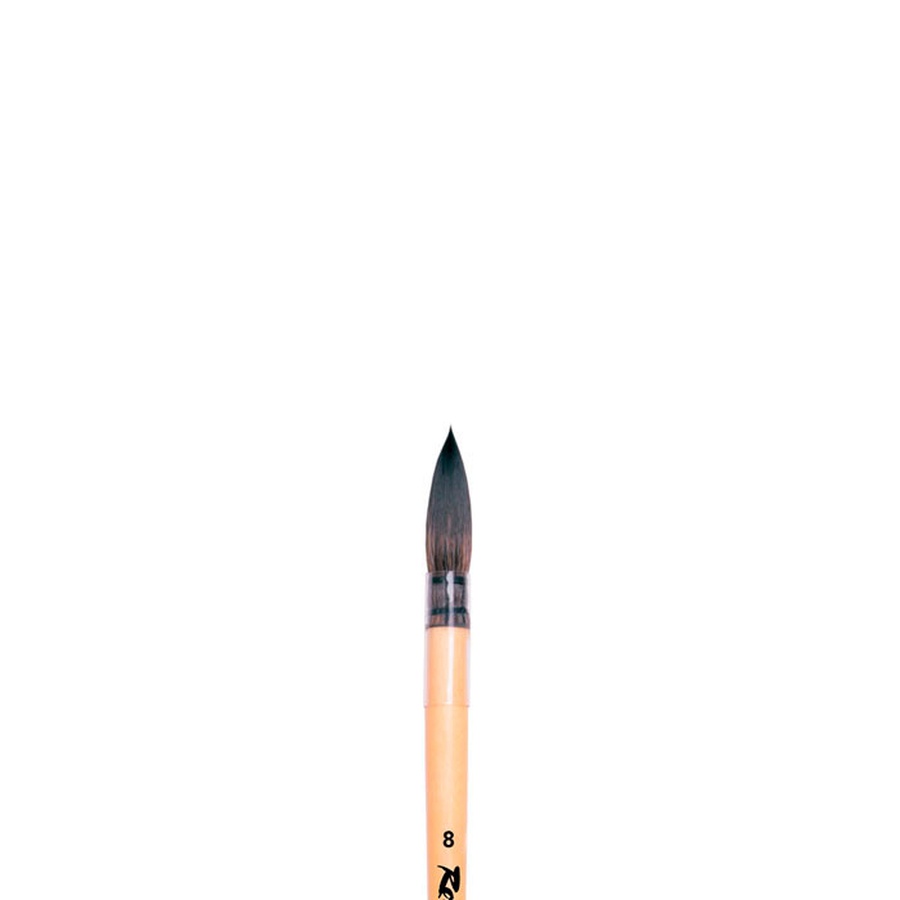 фотография Кисть белка микс roubloff № 8 круглая, короткая ручка, qa10