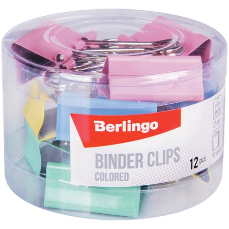 Зажимы для бумаг Berlingo позволяют скреплять листы, не деформируя их. Они выполнены в нежно пастельных тонах. В пластиковом тубусу представлены 12 з…