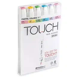 фото Набор спиртовых маркеров touch brush shinhanart 6 пастельных цветов