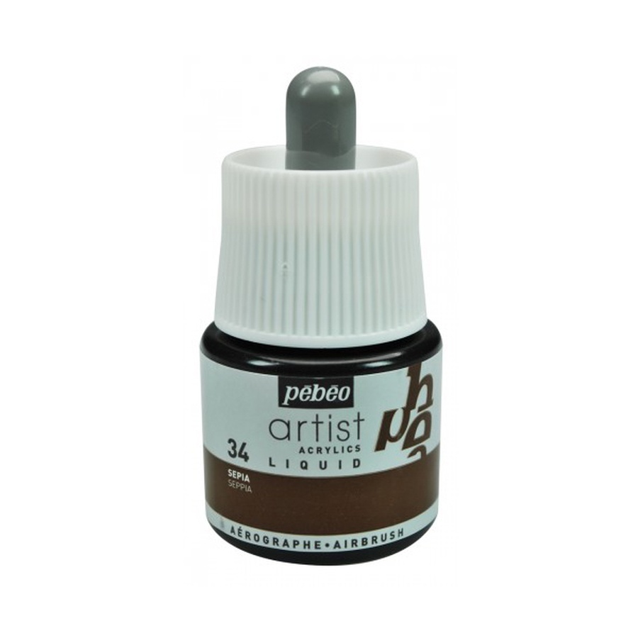 фотография Чернила акриловые pebeo artist acrylics liquid ink 45 мл № 34 сепия