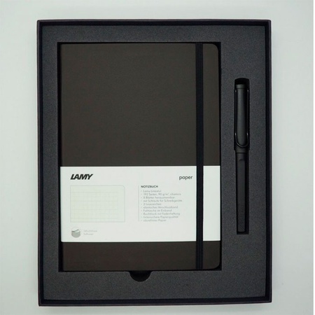 фотография Набор lamy: ручка пер safari, f, умбра+записная книжка, мягкий переплет, а5, умбра