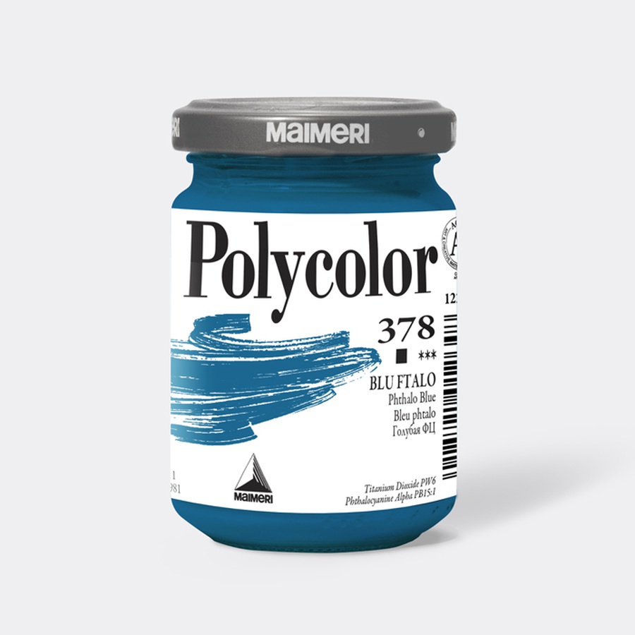 фотография Краска акриловая maimeri polycolor, банка 140 мл, синий фтало
