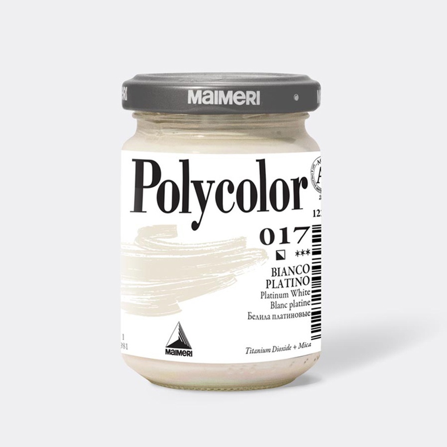 фото Краска акриловая maimeri polycolor, банка 140 мл, белила платиновые