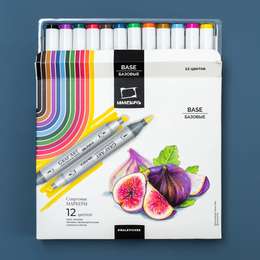 Набор спиртовых маркеров Малевичъ Graf'Art Brush, Базовый 12 цветов фотография Набор спиртовых маркеров малевичъ graf'art brush, базовый 12 цветов