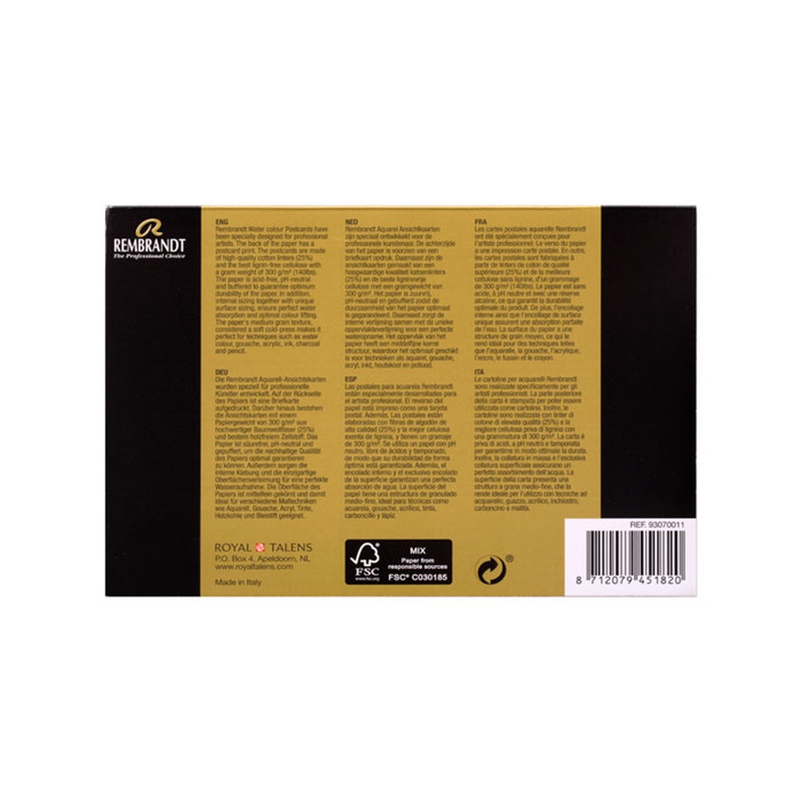 изображение Альбом для акварели rembrandt postcard 10.5*15см склейка по 1 стороне