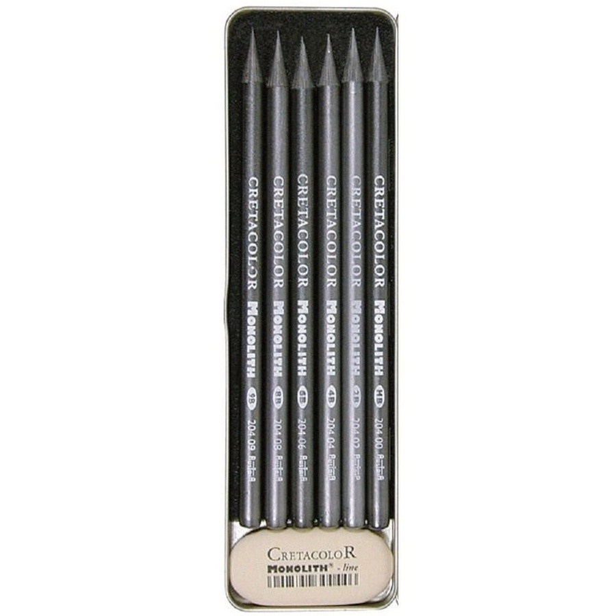 картинка Набор чернографитовых карандашей cretacolor monolith pocket, 6 шт, металлическая упаковка