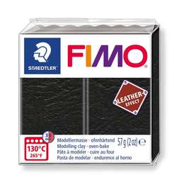 фотография Глина полимерная fimo leather-effect 57 г, чёрный 909
