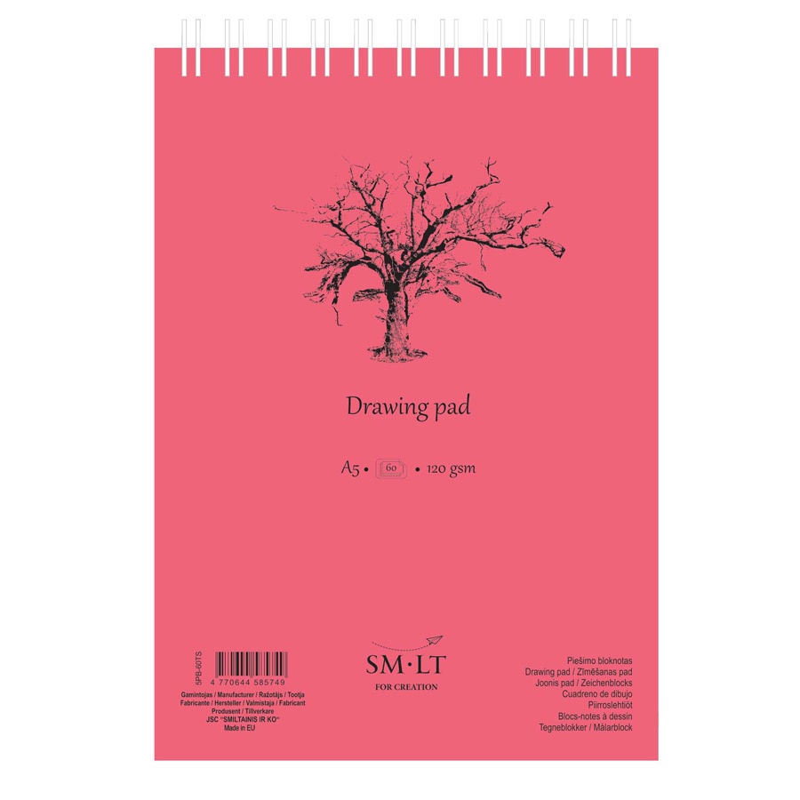 картинка Альбом для рисования smiltainis sm-lt drawing pad а5 60 листов, 120 г/м2