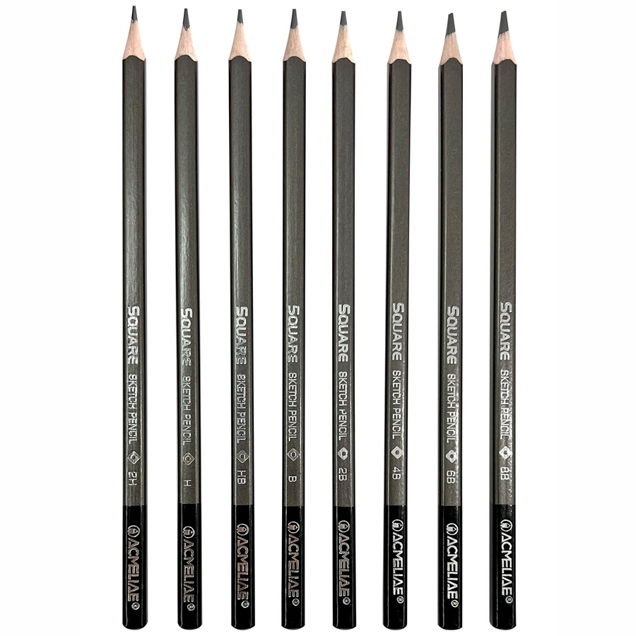 картинка Набор чернографитных карандашей acmeliae 8 твердостей (2h,h,hb,b,2b,4b,6b,8b) в металле