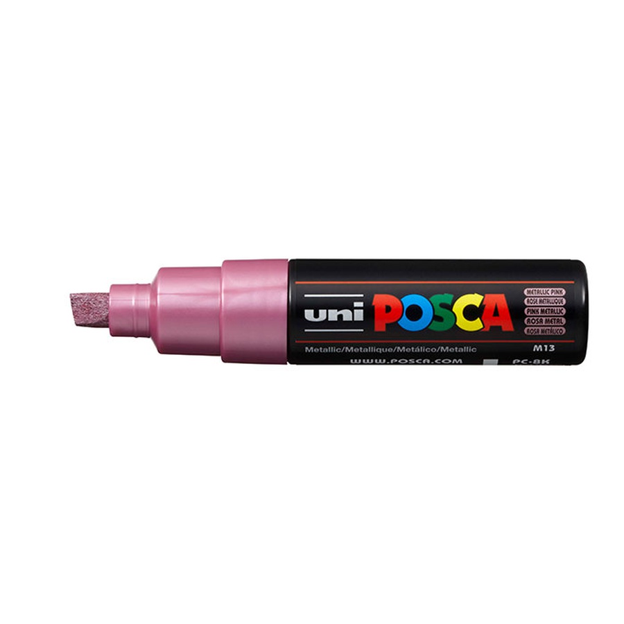 картинка Маркер posca pc-8k, розовый металлик, до 8.0 мм, скошенный наконечник