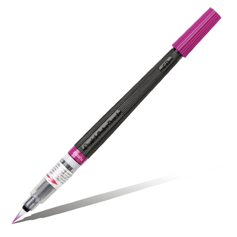 фото Ручка кисть с краской pentel colour brush пурпурная