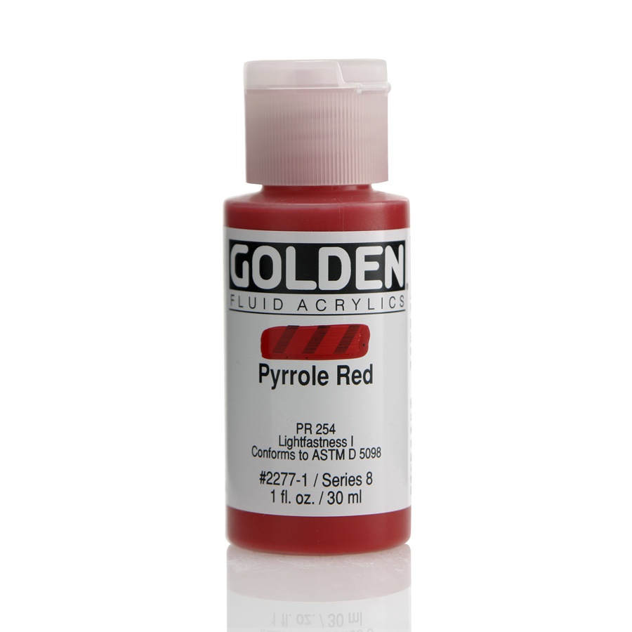 картинка Краска акриловая golden fluid, банка 30 мл, № 2277 красный пиррол