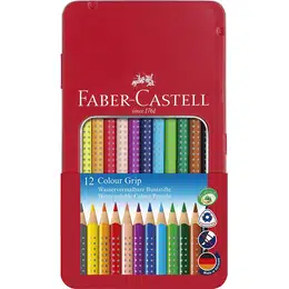 фотография Карандаши акварельные faber-castell grip 12 цветов металлическая упаковка