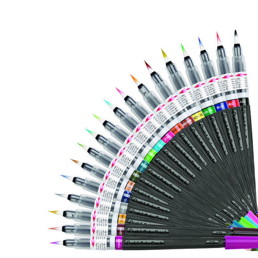 изображение Ручка кисть с краской pentel colour brush серая