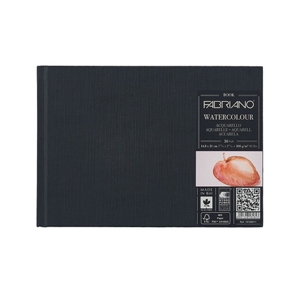 фотография Блокнот для акварели fabriano watercolourbook 200 г/м2, 14,8x21 см, фин, 30 листов