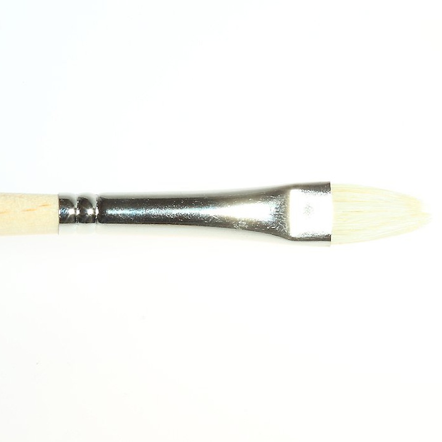 фотография Кисть щетина для масла сонет №5, овальная 11 мм  на длинной ручке покрытая лаком