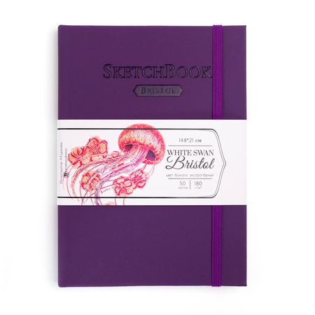 фото Скетчбук малевичъ для графики и маркеров bristol touch, фиолетовый, 180 г/м, а5 см, 50л