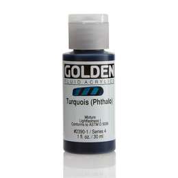 фотография Краска акриловая golden fluid, банка 30 мл, № 2390 бирюзовый фц