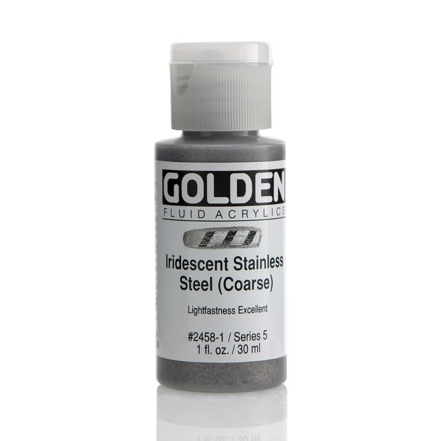 изображение Краска акриловая golden fluid, банка 30 мл, № 2458 нержавеющая сталь иридисцентная