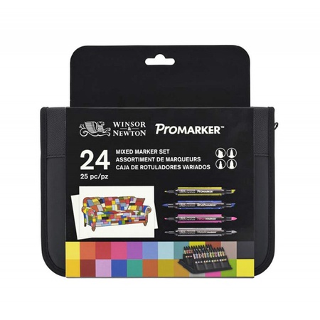 изображение Набор художественных маркеров promarkers winsor&newton mixed marker 24 цвета в пенале