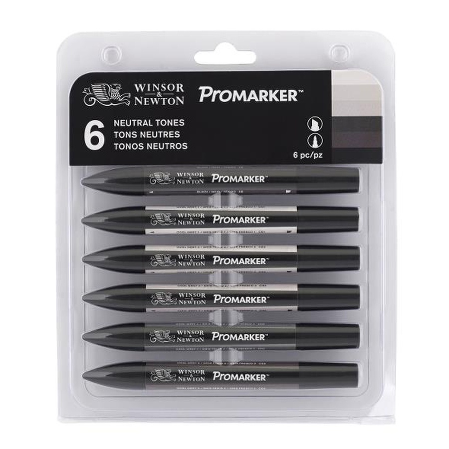 картинка Набор художественных маркеров promarker winsor & newton, 6 цветов, нейтральные серые оттенки