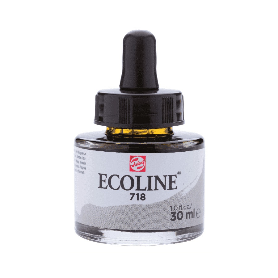 фотография Акварель жидкая ecoline банка 30 мл № 718 серый тёплый