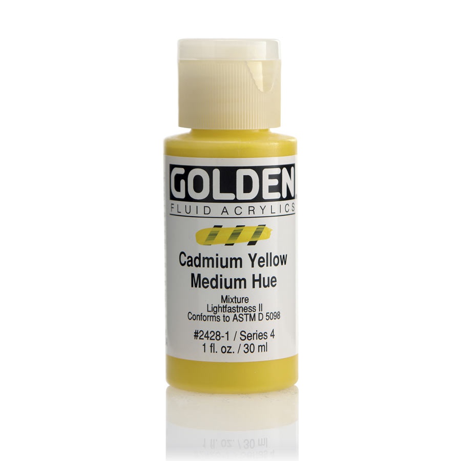 картинка Краска акриловая golden fluid, банка 30 мл, № 2428 кадмий жёлтый средний