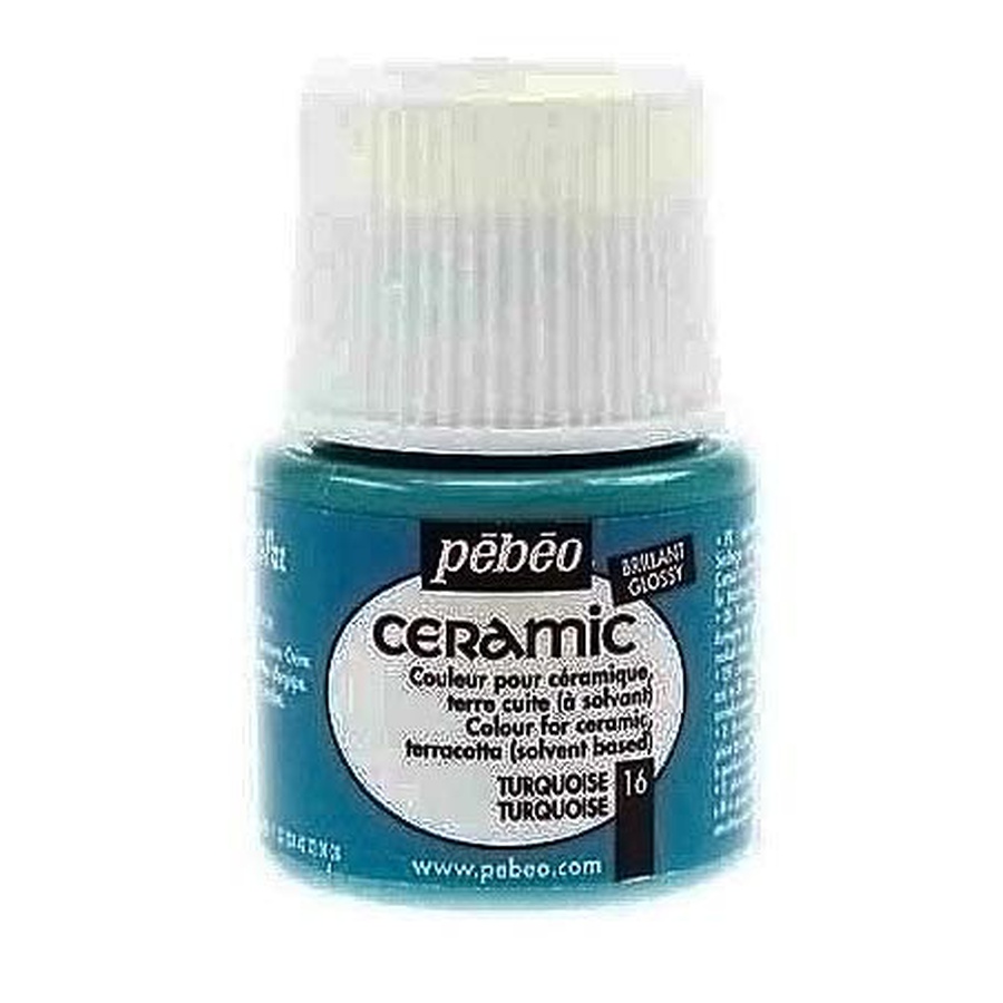 изображение Краска по стеклу и керамике pebeo ceramic, цвет - бирюзовый, 45 мл