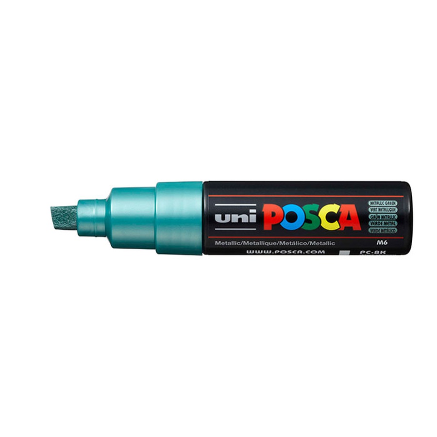 фото Маркер posca pc-8k, зелёный металлик, до 8.0 мм, скошенный наконечник