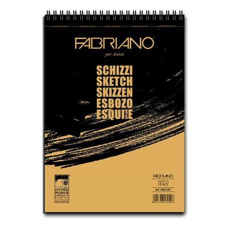 изображение Блокнот для зарисовок fabriano schizzi 90 г/м2, 14,8x21 см, мелкозернистая тёмная обложка, 60 листов, спираль