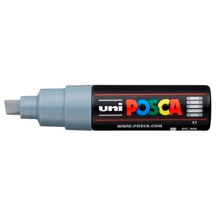 фотография Маркер posca, серый, до 8.0 мм, скошенный наконечник