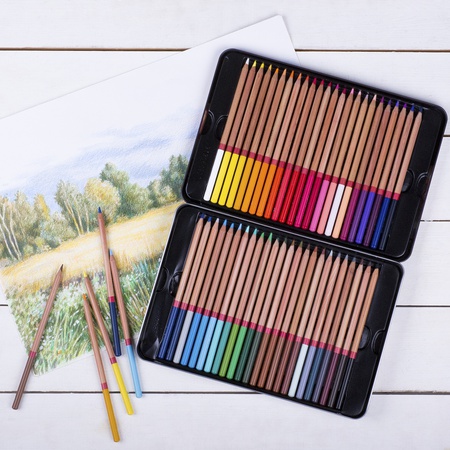 фотография Набор карандашей цветных мастер-класс 48 цветов, жестяная коробка