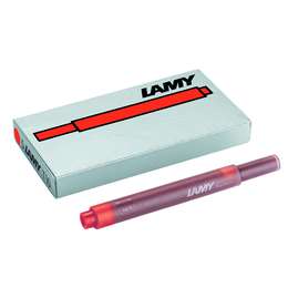 фотография Набор чернильных картириджей для перьевой ручки lamy t10, цвет - красный, 5 шт