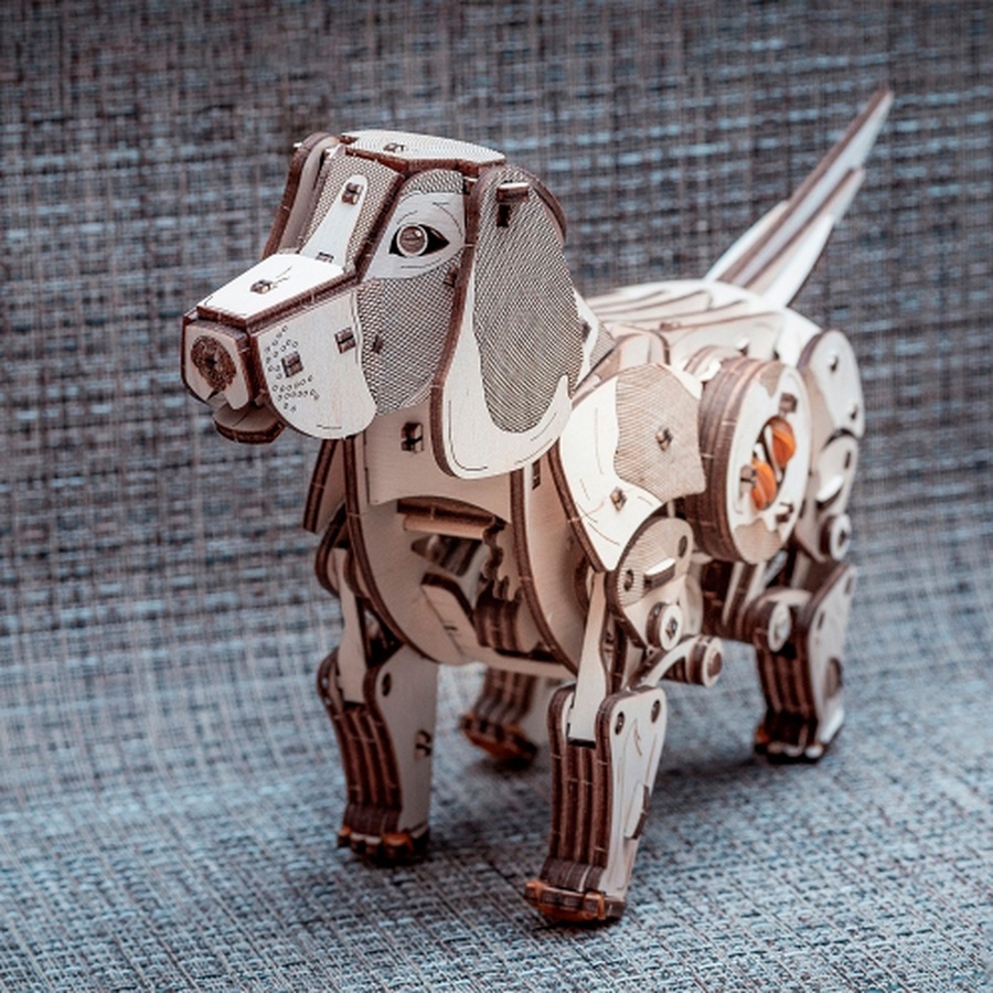 изображение Конструктор деревянный 3d ewa механический щенок puppy