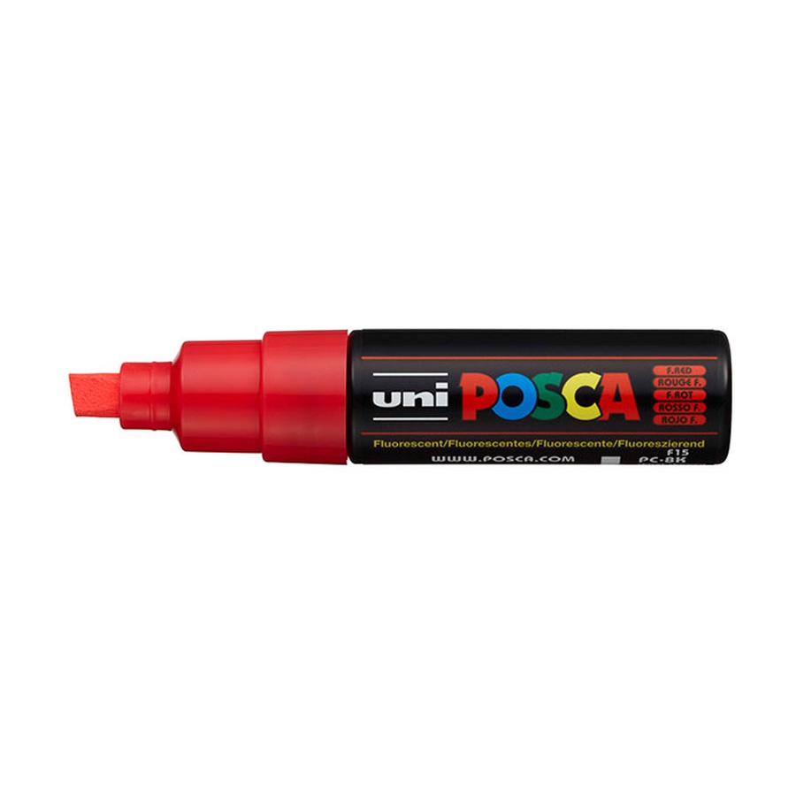 фото Маркер posca pc-8k, флуоресцентно-красный, до 8.0 мм, скошенный наконечник