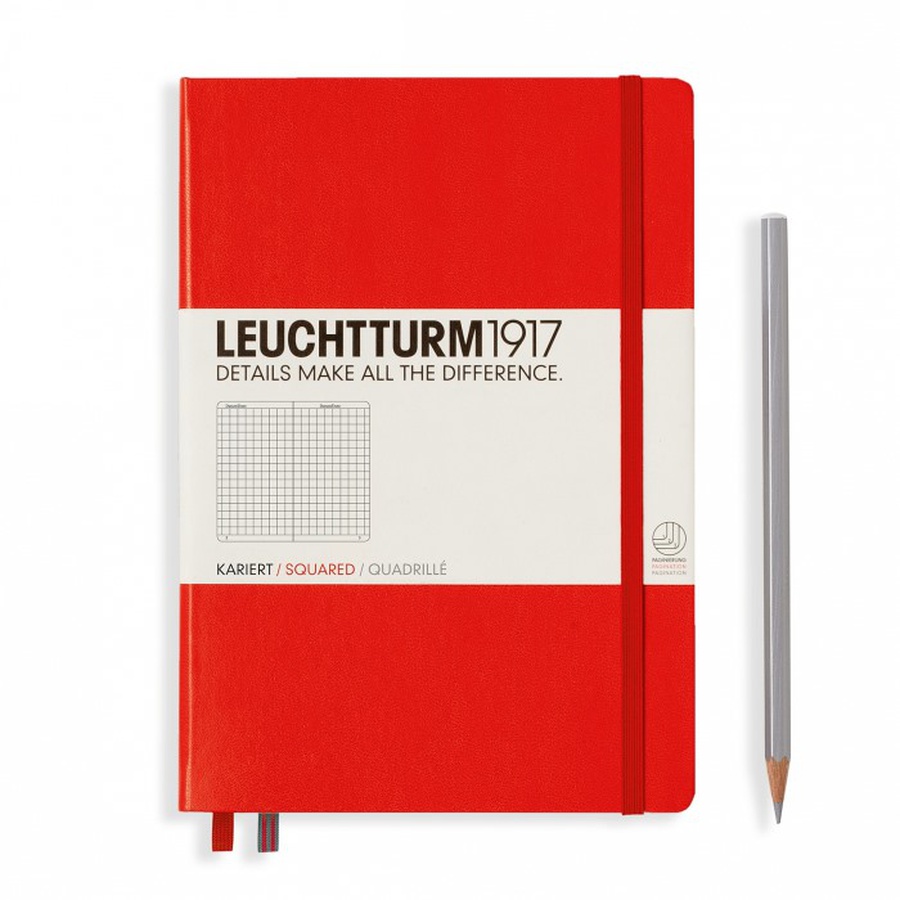 фотография Книга для записей medium a5 на 249 страниц в клетку, red. leuchtturm1917, #312564