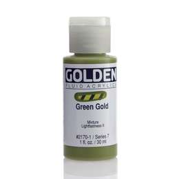 фотография Краска акриловая golden fluid, банка 30 мл, № 2170 золото зелёное